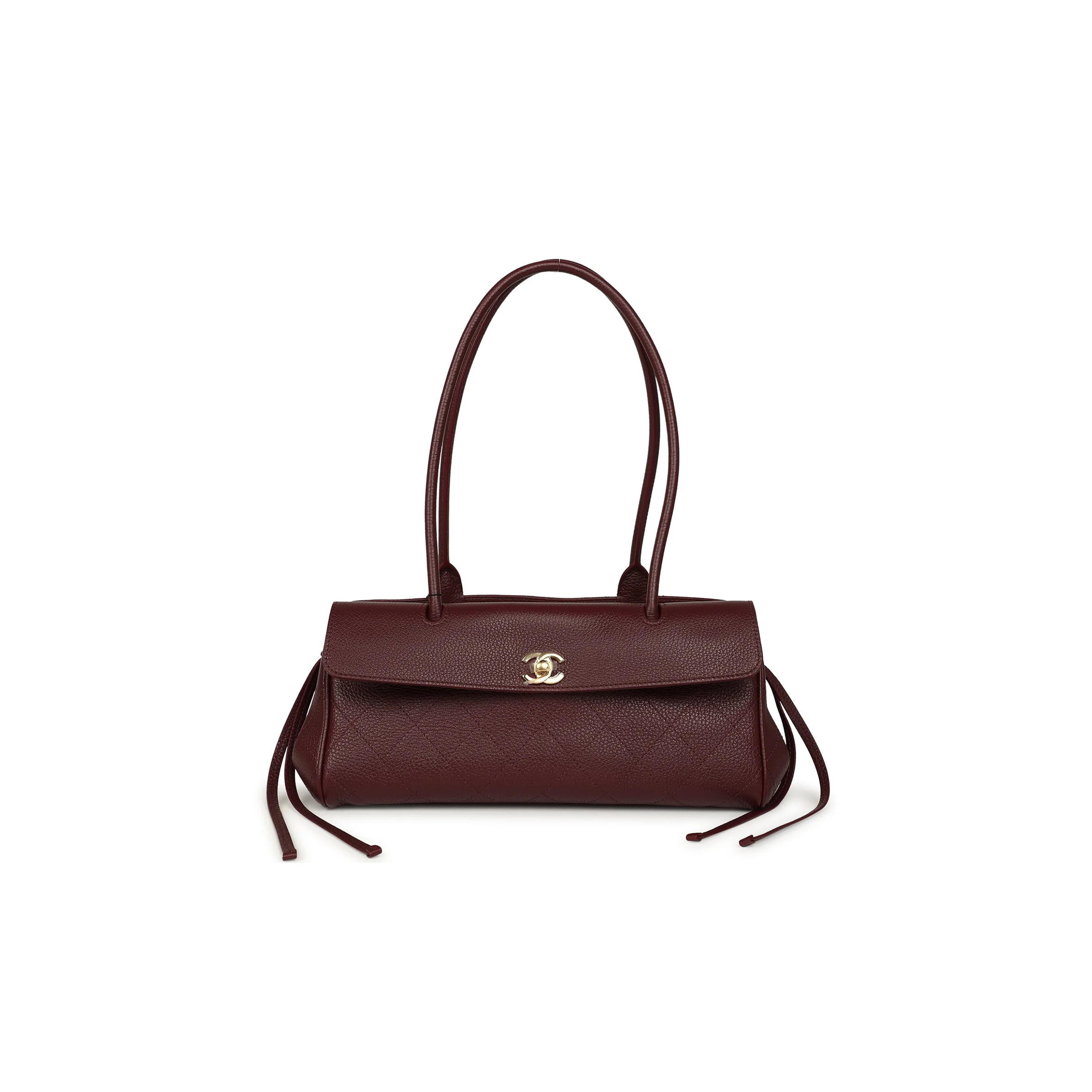 CHANEL MASTER SMALL URBAN ESSENTIAL EAST WEST SHOPPING TOTE DARK BURGUNDY CAVIAR GOLD HARDWARE (31*15*12cm) 